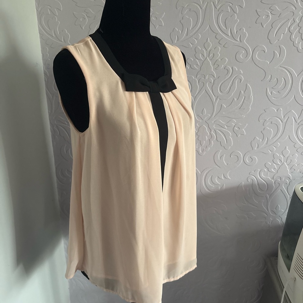 Twik Pink and Black Sleeveless Pleated Blouse